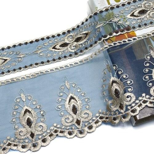 15yards Embroidered Strip Lace Ribbon Trims Webbing for Sofa Cover Curtain Carpet Home Textile Trimmings Embroidered Lace Fabric