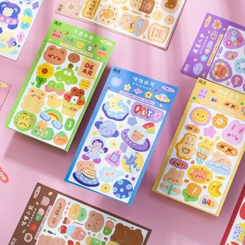 2 Sheets Cute Dessert Little Bear Stickers Scrapbooking Decorative Sticker Korean Diy Diary Album Stick Label Kawaii Stationery