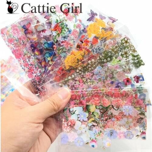 20/30/50 pcses Floral Butterfly Flower Nail Foil Marble Stone Nail Foil Transfer Paper Nail Art Stickers Foils Decals