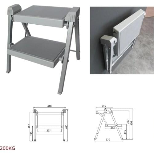 200KG Kitchen Two Step Ladder Folding Stool with Pedal Easy Storage