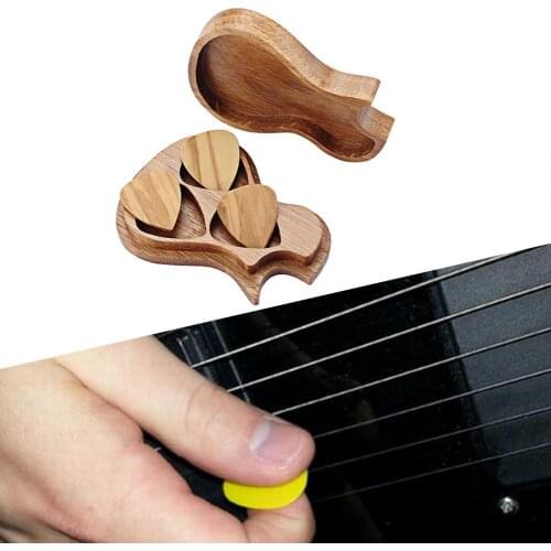 3Pcs Guitar Picks Wear-resistant with Storage Box Wood Useful Guitar Finger Picks for Instrument