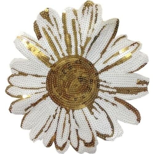 30pcs/Lot Embroidery Patches Letters Clothing Decoration Accessories Sequins Sun Flower Diy Iron Heat Transfer Applique