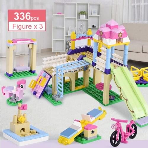 336pcs Friends Series Indoor Crazy Playground Play on the Slide Model Building Blocks Bricks Toys For Children Girl DIY Gifts
