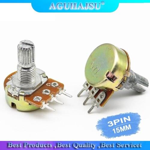 5 PCS/Lot Potentiometer Resistor 1K 2K 5K 10K 20K 50K 100K 500K Ohm 3 Pin 15MM Linear Taper Rotary Potentiometer
