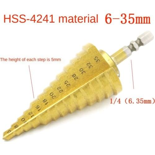 6-35mm HSS Steel Titanium Step Drill Bit Hex Shank Step Cone Cutt Tools Metal Drill Bit Set for Woodworking Wood