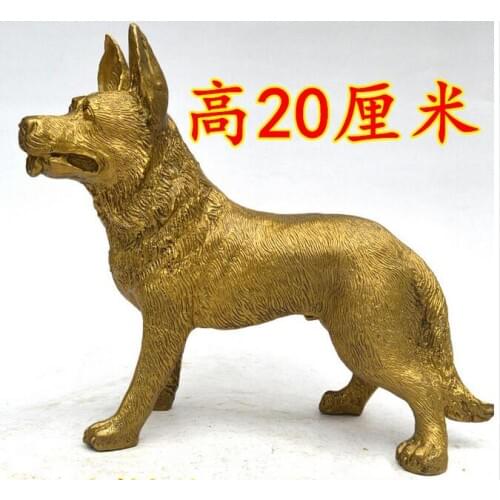 8" China Copper Zodiac dog exquisite statue crafts ornaments