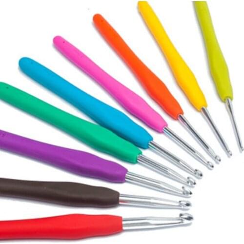 9 pcs Color soft handle metal aluminum crochet tool set wool needle hand-woven needle crochet set