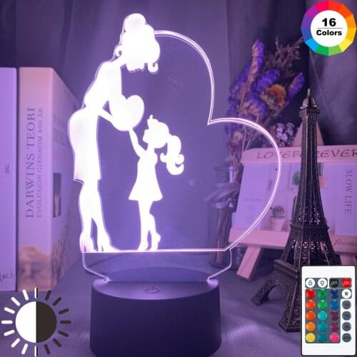 Acrylic Led Night Lamp Mother and Daughter Love Nightlight for Home Decorative Lights Sweet Baby Night Light Led Color Changing