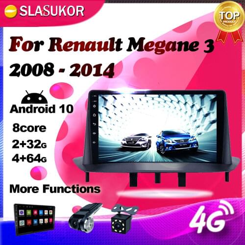 4+64G Android DSP For Renault Megane 3 2008 - 2014 Car Radio Multimedia Video Player Navigation GPS 2 din 2din Player WIFI RDS