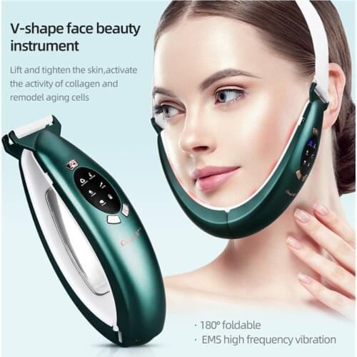 CkeyiN Chin V-Line Up Lift Belt Machine Facial Lifting Device Face Slimming Vibration Massager Double Chin Reducer Skin Care 50