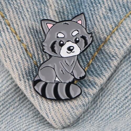 DZ387Cartoon Cute Raccoon Enamel Pin Brooch Backpack Collar Hat Badge Lapel Pin Women Men Jewelry Gifts
