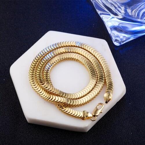 European and American fashion trend YDHX217 gold-plated snake bone scale long necklace, gold-plated snake bone scale bracelet