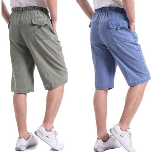 HOT 2021 Outdoor summer Middle-aged men shorts linen jogging GYM shorts old people loose tall waist short trousers plus size 5XL