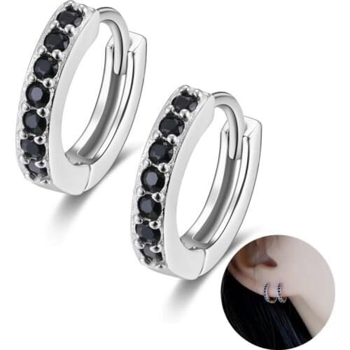 Hot Sale Fashion Round Shape 925 Sterling Silver Cubic Zirconia Hoop Earrings 7mm 11mm For Women Gift Party