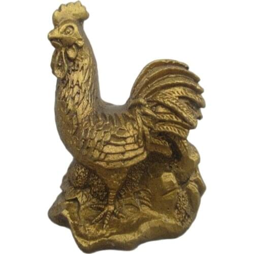 Chinas Rare Manual Hammer Copper Statue Of Chinese Zodiac Chicken
