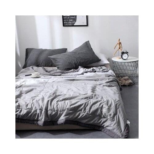 TONGDI Cool Soft Throw Striped Down Cotton Quilt Blanket Luxury For Cooling Summer Couch Cover Bed Machine Wash Bedspread