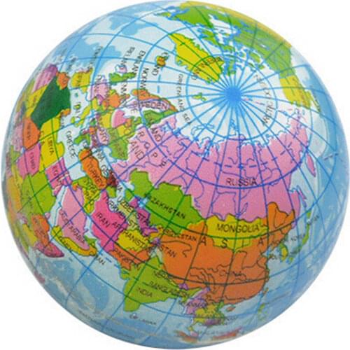 Hot Selling World Map Foam Earth Globe Hand Wrist Exercise Stress Relief Squeeze Soft Foam Ball Autism Mood Relief Healthy Toys