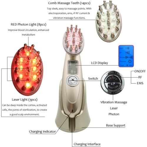 Massage USB Charging Electric Treatment intensified Comb Vibrating Scalp Massage Hair Growth Stimulate Brush Hair head