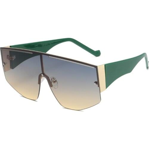 Fashion Rimless Square Sunglasses Women 2021 Luxury Brand Graient Green Shades Sun Glasses Men Trendy Female Eyewear Oculos
