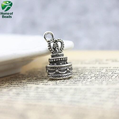 Fashion Handmade DIY Antique Silver Color Alloy Cake Shape Pendants (10 Pieces/pack) ZA1100