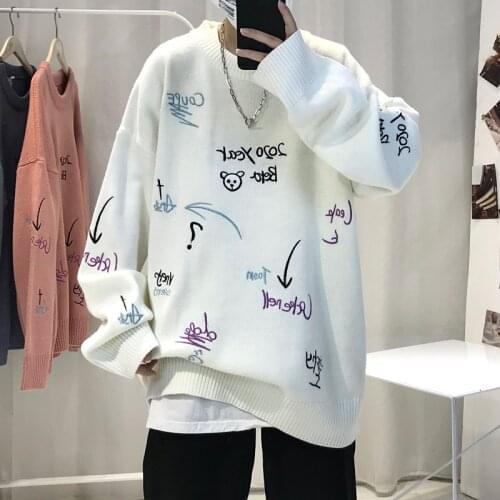New 2020 Autumn Sweatshirts Winter Men Pullover Casual Sweaters Male Knitted Korean Sweater Carton Print Mens Fashion New