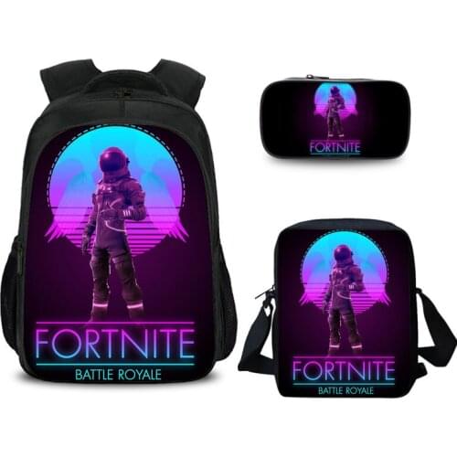 3D Print Fortnite School Bag Set/3pcs For Students Boys Girls School Backpacks 16INCH Games Shoulder Bagpack Children Bookbag