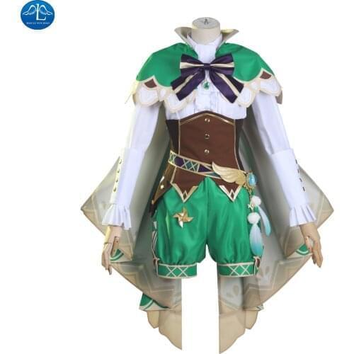2020 New Game Genshin Impact cosplay Anime Accessories Project VENTI Cosplay Costume Womens Cloak Shirt Pants Belt Socks Set