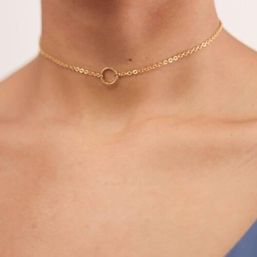 New Simple Women Circle Round Necklaces Silver Plated/Gold Color Chain Jewelry For Women Jewelry Gift #250977