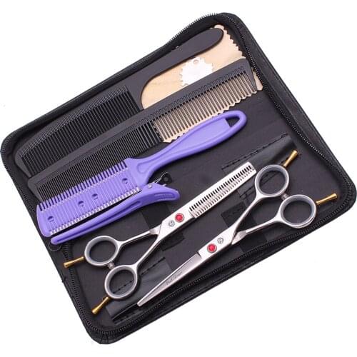 Professional Hair Cutting Scissors Set 5.5" Stainless Barber Haircut Scissors Purple Dragon Hairdressing Thinning Shears 1012