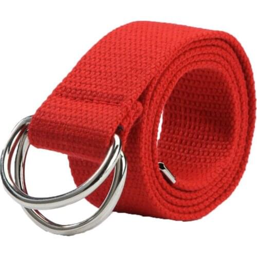 Fashion Men Women Belt Luxury Canvas Double Ring Buckle Casual Sport Belt Waist Strap Clothes Accessories