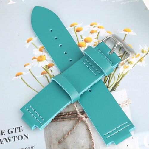 Men Women Leather Watchband Elegant Chic Wooden Watches Blue Strap Exquisite Pin Buckle 9 Holes Straps Clock Accessories