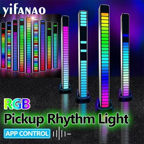 32LED Strip Light RGB Sound Control Pickup Rhythm Lights 18Colors Voice Activated Disco Atmosphere Light APP Control Night Light