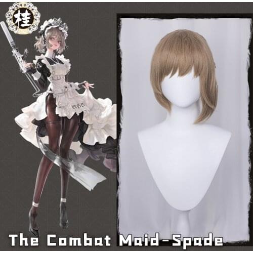 The Combat Maid Series ♠ Spade Cosplay Wig 35cm Light Gray Brown Hair