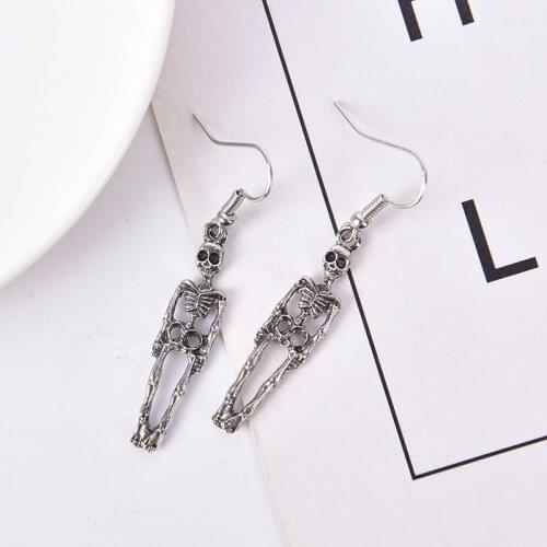 Vintage Skeleton Skull Dangle Earrings for Women Jewelry Party Halloween Gifts