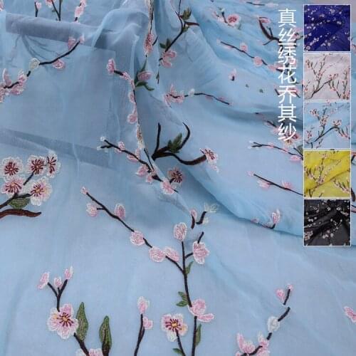 High End Embroidery Floral Silk Hollowed Out Georgette Fabric Sewing Dress 8 M/M
