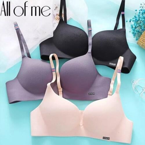 Women Sexy Seamless Smooth Bras One pieces Nylon Female Brassiere Intimate Lingerie Push Up Bra Solid Color Bralette A/B Cup