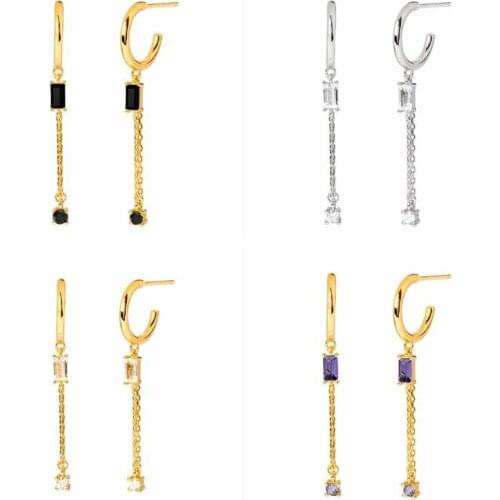 925 Silver Ear Needle Pendientes Stud Earrings For Women Minimalist Crystal Trendy Temperament Engagement Party Jewelry Earring