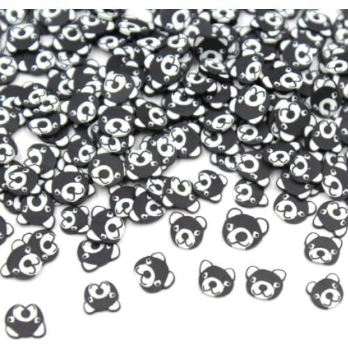 100g/lot Black Bear Slices Polymer Clay Lovely Animal Sprinkles Soft Pottery for Toy Decoration DIY Crafts Filler Accessories