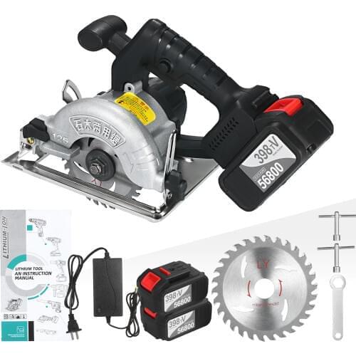 21V Cordless Circular Saw 6500RPM 2x4000Ah Battery Fast Charger 45 Degree Adjustable Bevel Cutting Circular Saw Woodworking Tool