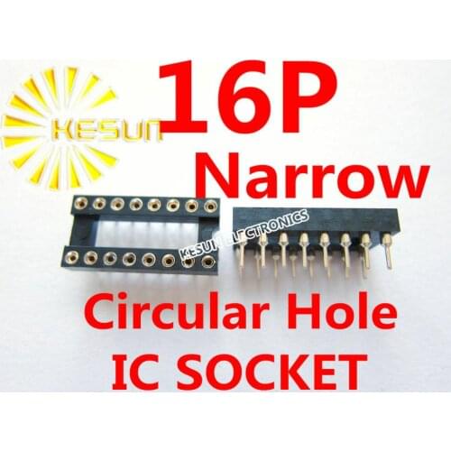 60PCS 16P (2x8 Pins) 0.3" Narrow Circular hole IC Socket