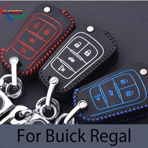Car Black Leather Key Case Cover For Buick Regal 2014-2015 Protect Car Key Interior Decoration Accessories