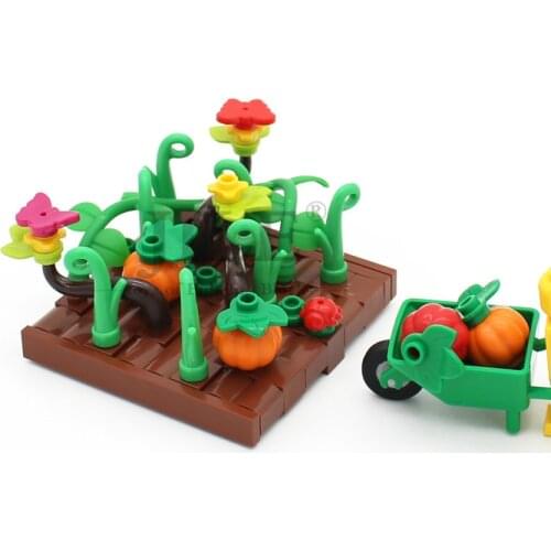 MOC Plants Pumpkin Patch Farmland Crop Building Blocks City Street View DIY Bulk Bricks Gardan Children Compatible with Toys