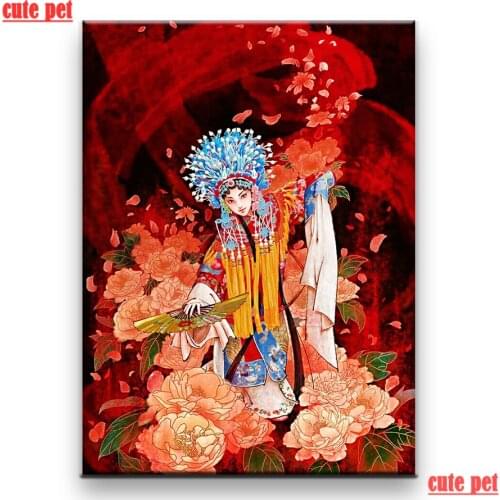 Cute pet Diamond Embroidery DIY Needlework Chinese opera style 5D Diamond Painting Cross Stitch Full Mosaic puzzle Home Decor