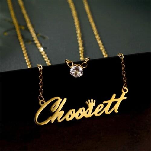 Personalized Custom Name Pendant Necklace for Women Stainless Steel Zircon Stones Nameplate Multilayer Necklaces Jewelry Gift