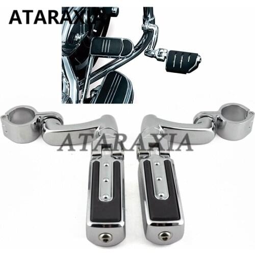 Motorcycle Highway Foot Pegs Footrest 1 1/4" Engine Guard Mount Clamp For Honda Yamaha Suzuki Kawasaki Harley Electra Road Glide