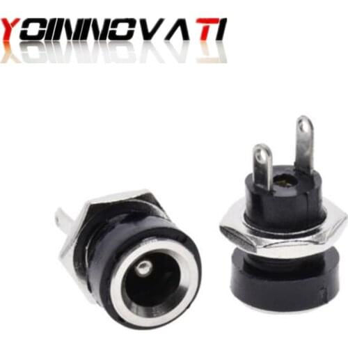 10PCS DC-022B DC-022 DC power socket DC022B 5.5 * 2.1 MM sockets connector with nuts 2pins soldering ROHS