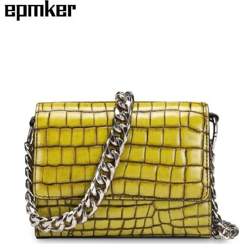 EPMKER 2021 Purses and Handbags Luxury Designer Genuine Leather Shoulder Bags Fashion Tote Bag for Women Chains Crossbody Bag
