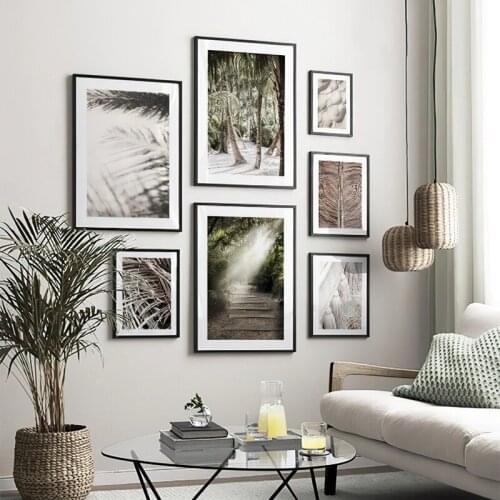 Frameless Nordic minimalist landscape posters green plants home decoration small fresh leaves abstract printing hanging painting