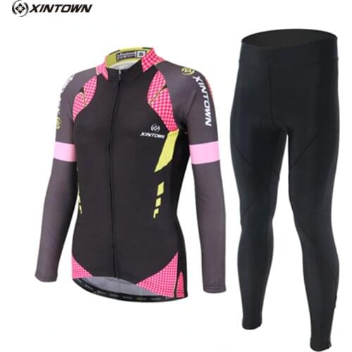 XINTOWN Team Cycling Sets Winter Thermal Fleece Maillot Long Womens Cycling Jersey Ropa Ciclismo Mountain Bike Wear Clothing