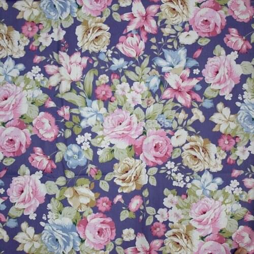 160CM Width Big Floral Cotton Fabric Pink Rose Printed Cotton Patchwork Sewing Fabric